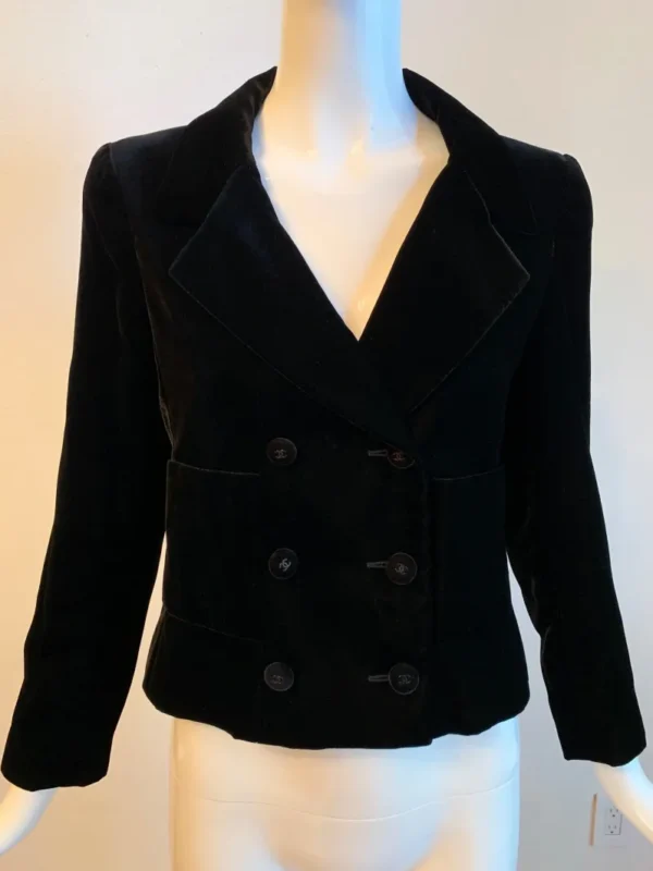 Chanel Black Velvet Double-Breasted Jacket