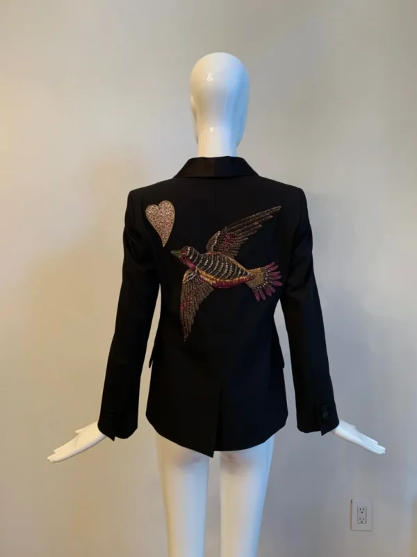 Gucci Blazer with Pink Lining and Sequined Birds.