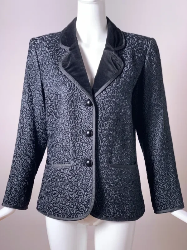 Vintage Saint Laurent Le Smoking Black Vegan Ashkan Persian Lamb Jacket